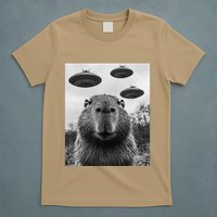 Capybara Selfie With Ufos Funny Graphic T-Shirt