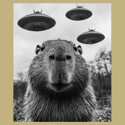 Capybara Selfie With Ufos Funny Graphic T-Shirt