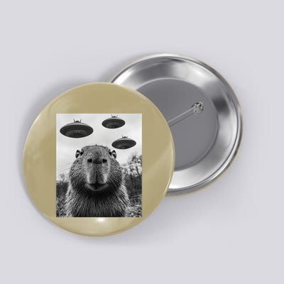 Capybara Selfie With Ufos Funny Graphic Button