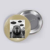 Capybara Selfie With Ufos Funny Graphic Button