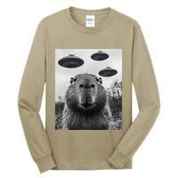 Capybara Selfie With Ufos Funny Graphic Tall Long Sleeve T-Shirt