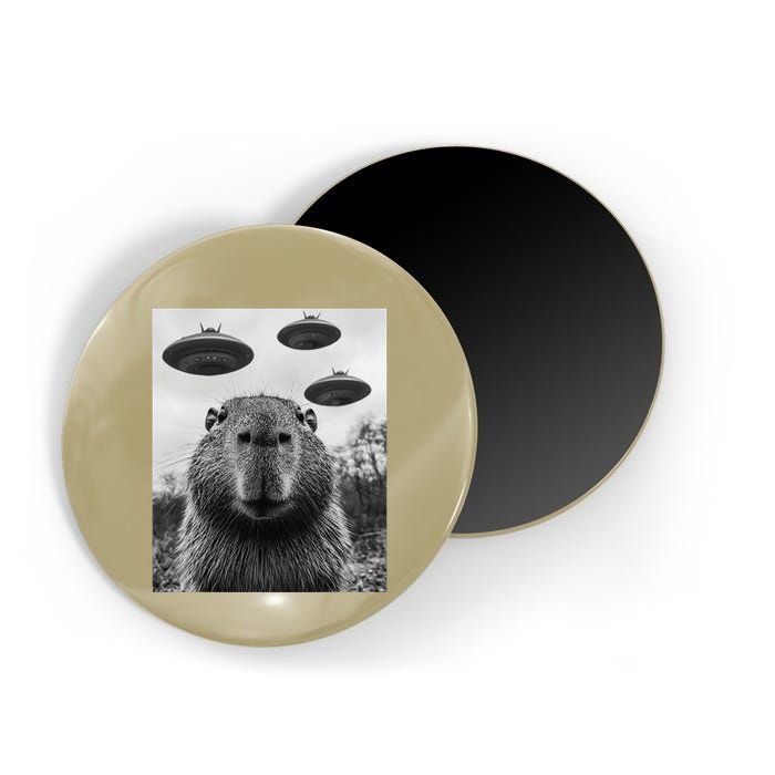 Capybara Selfie With Ufos Funny Graphic Magnet