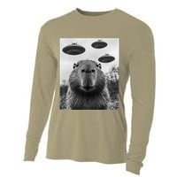 Capybara Selfie With Ufos Funny Graphic Cooling Performance Long Sleeve Crew