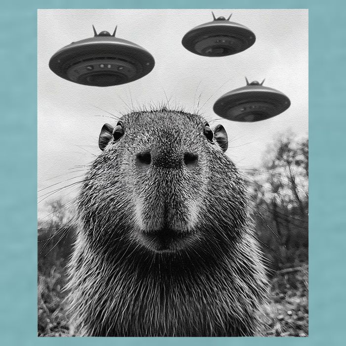 Capybara Selfie With Ufos Funny Graphic Sueded Cloud Jersey T-Shirt