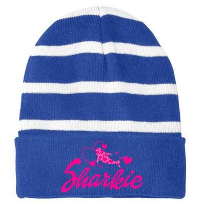 Cute Shark Womens Funny Shark Striped Beanie with Solid Band