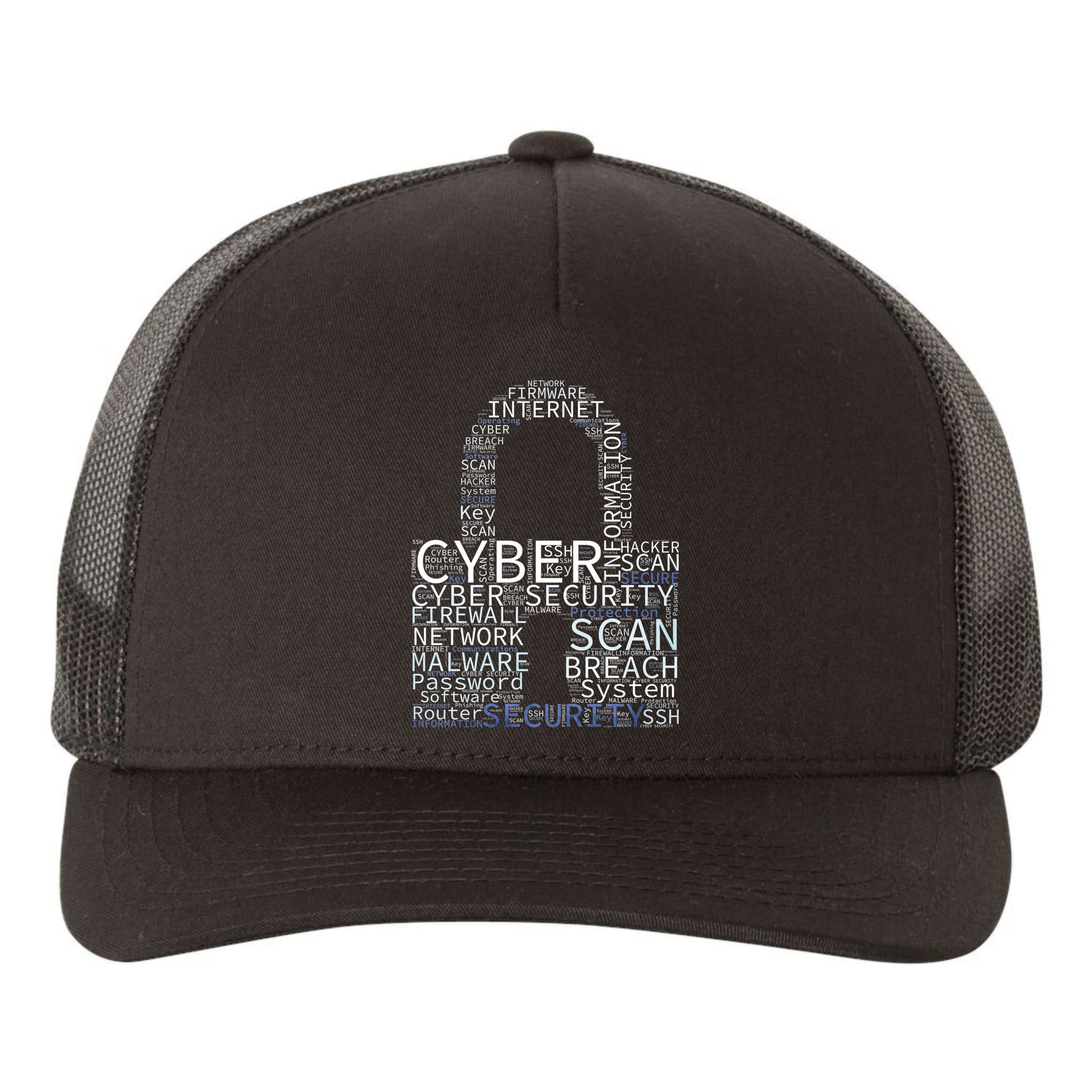 Cyber Security Wordcloud Padlock Yupoong Adult 5-Panel Trucker Hat