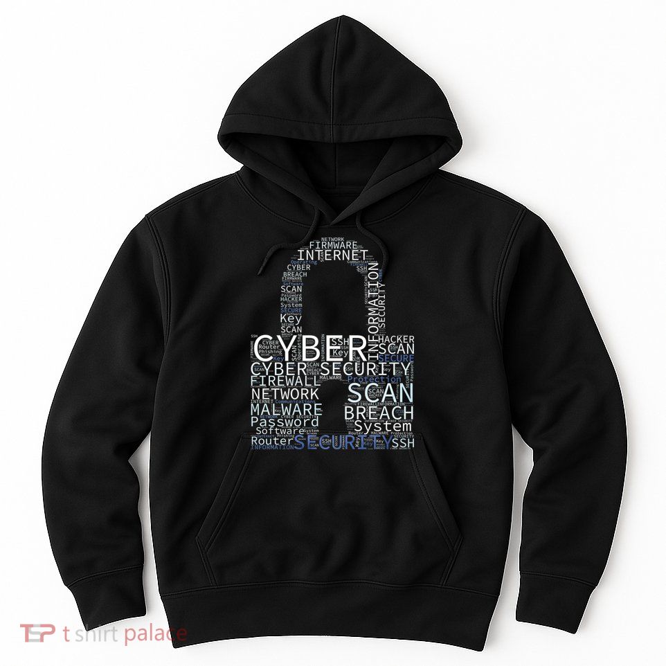 Cyber Security Wordcloud Padlock Hoodie