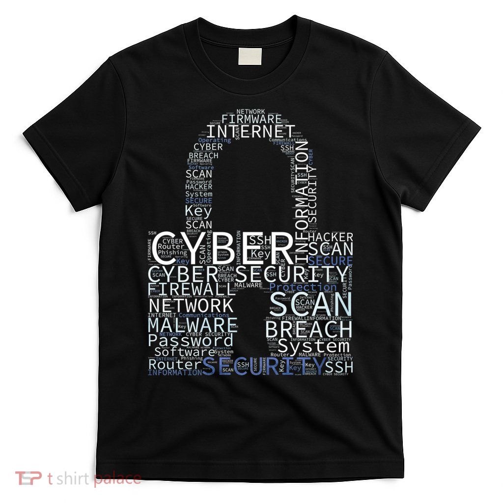 Cyber Security Wordcloud Padlock T-Shirt