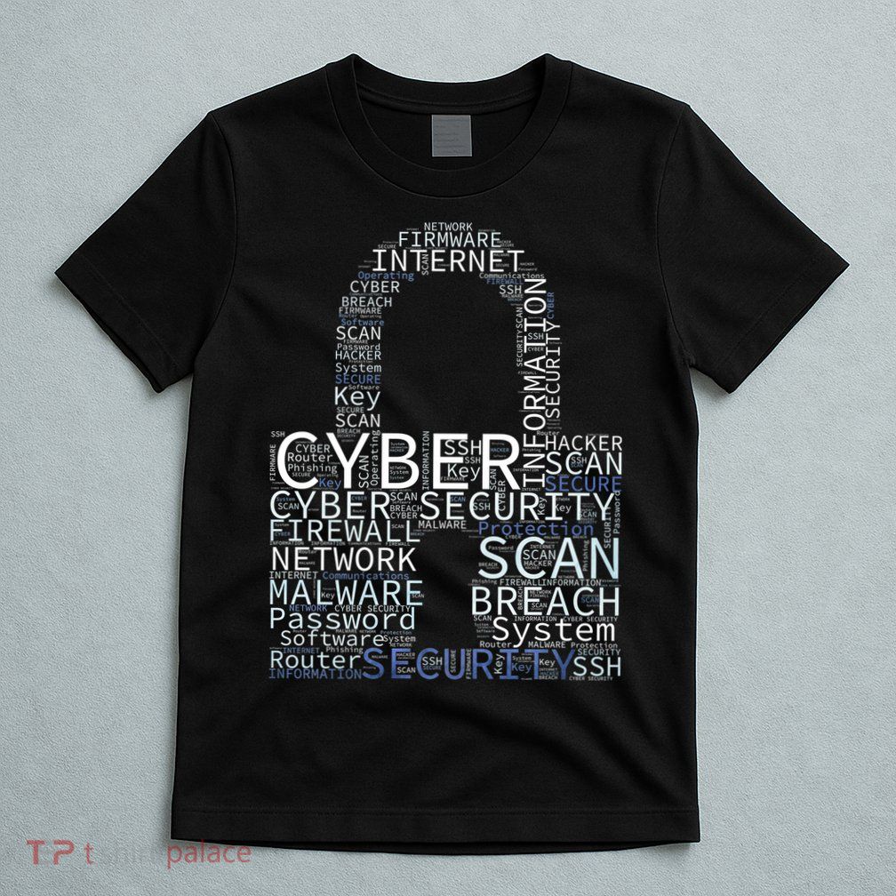 Cyber Security Wordcloud Padlock T-Shirt