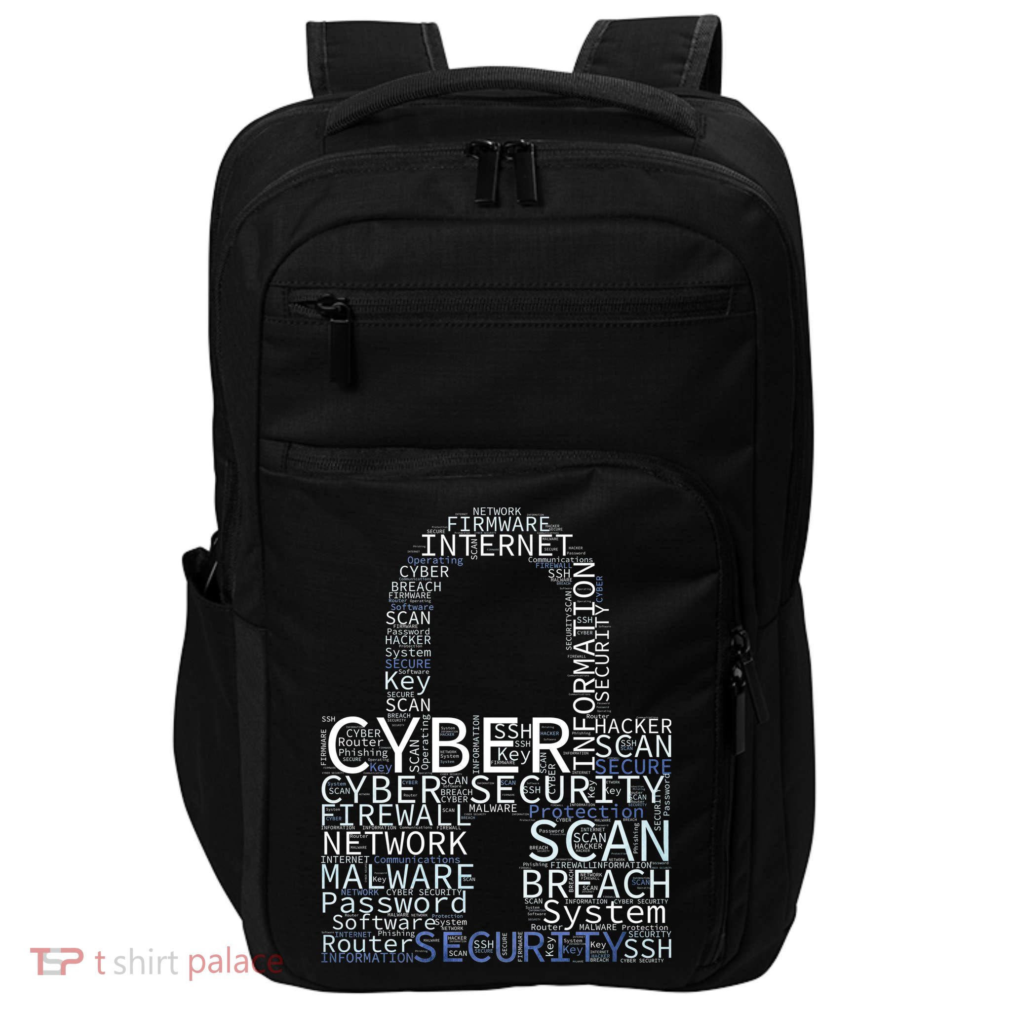 Cyber Security Wordcloud Padlock Impact Tech Backpack