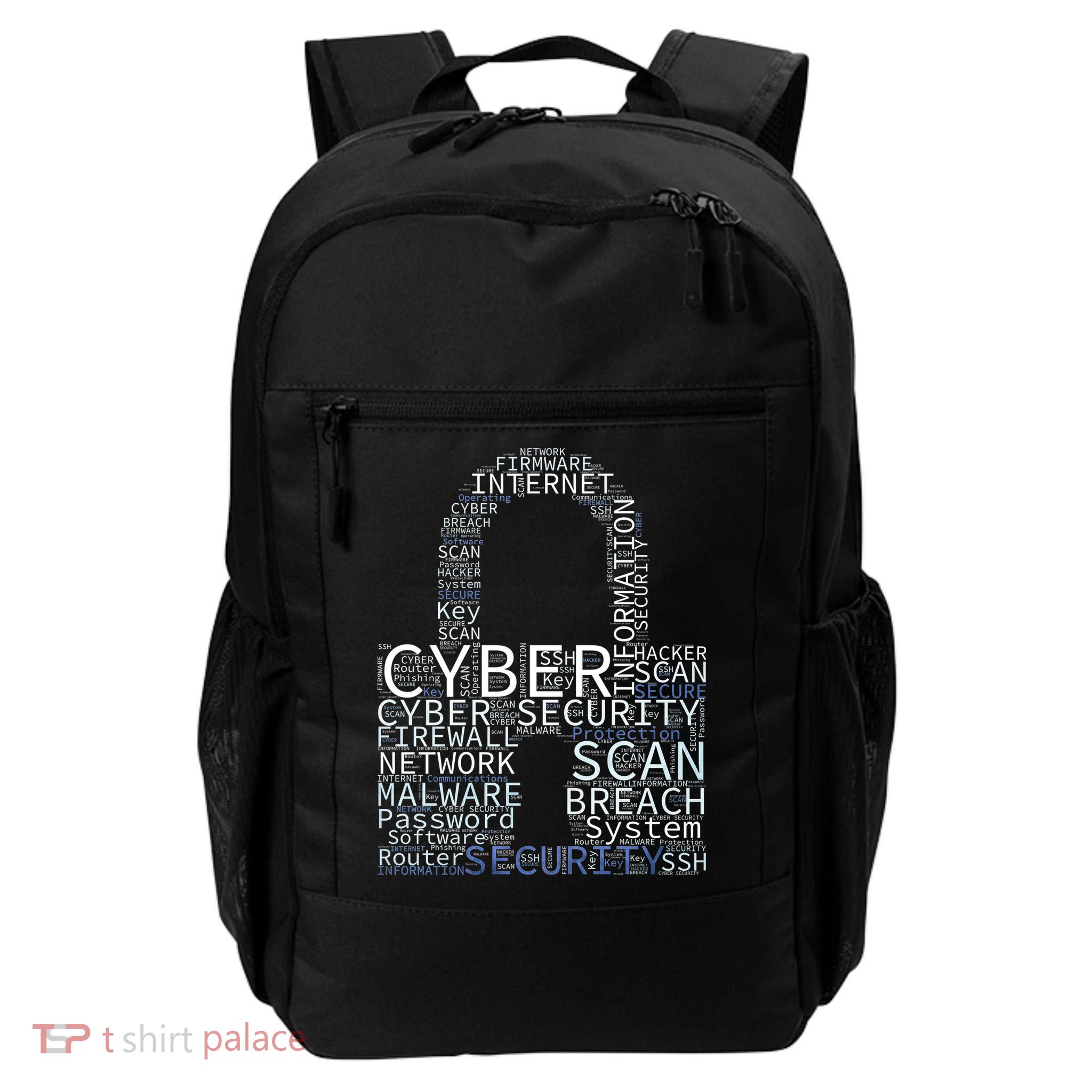 Cyber Security Wordcloud Padlock Daily Commute Backpack