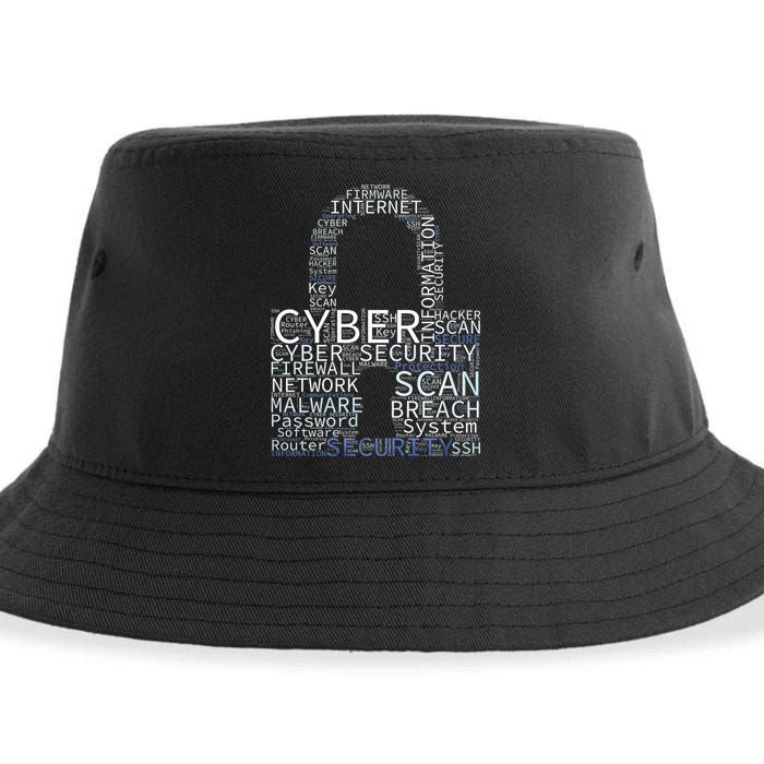 Cyber Security Wordcloud Padlock Sustainable Bucket Hat