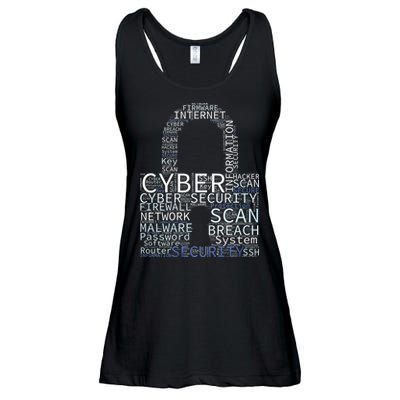 Cyber Security Wordcloud Padlock Ladies Essential Flowy Tank