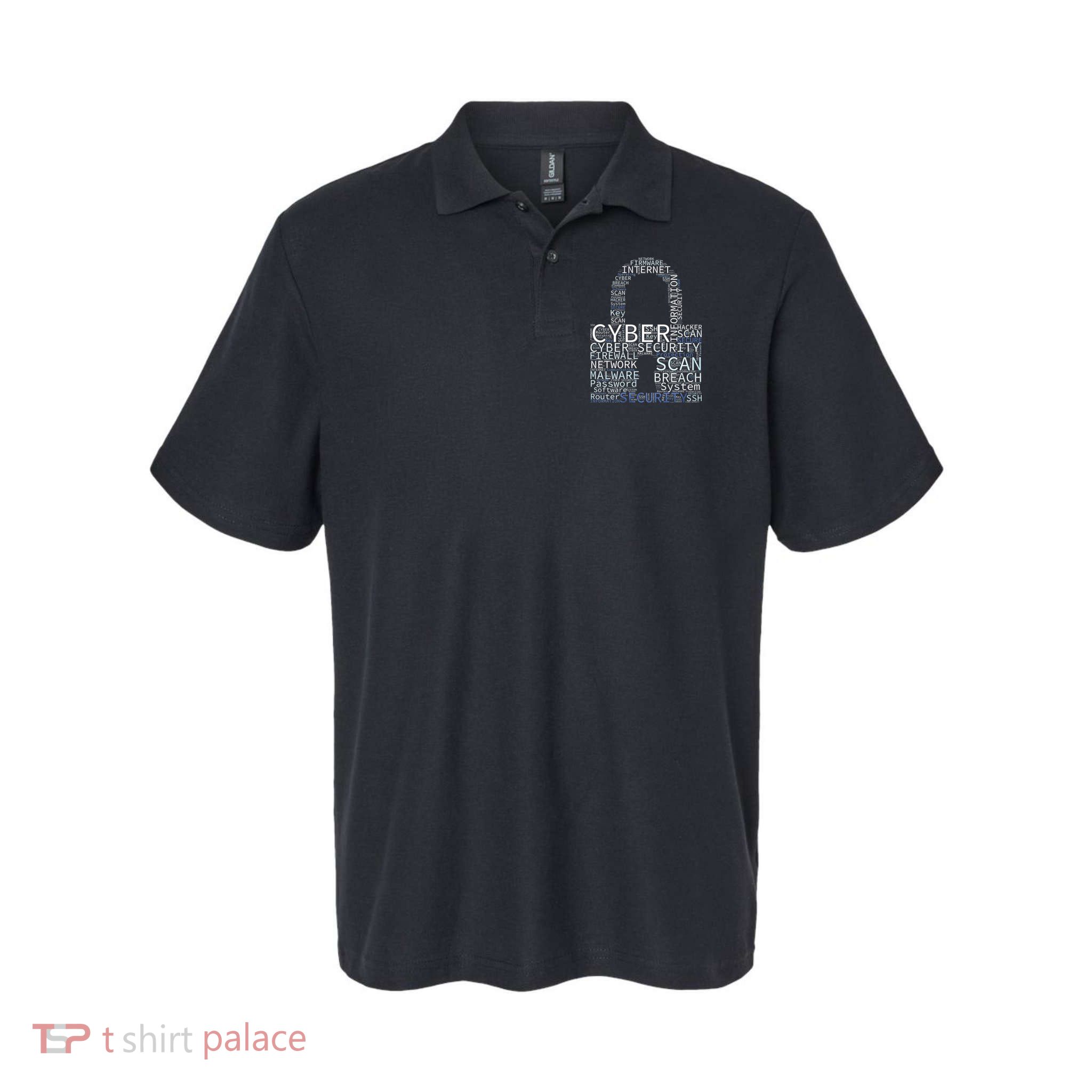 Cyber Security Wordcloud Padlock Polo