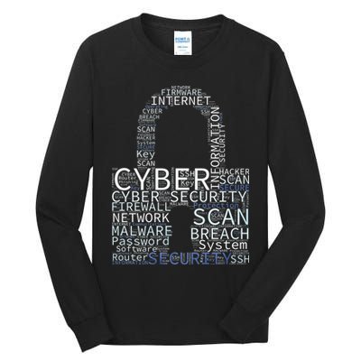 Cyber Security Wordcloud Padlock Tall Long Sleeve T-Shirt