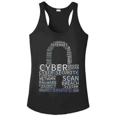 Cyber Security Wordcloud Padlock Ladies PosiCharge Competitor Racerback Tank