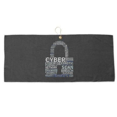 Cyber Security Wordcloud Padlock Large Microfiber Waffle Golf Towel
