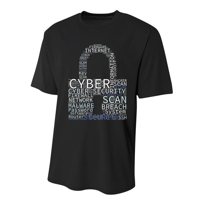 Cyber Security Wordcloud Padlock Youth Performance Sprint T-Shirt