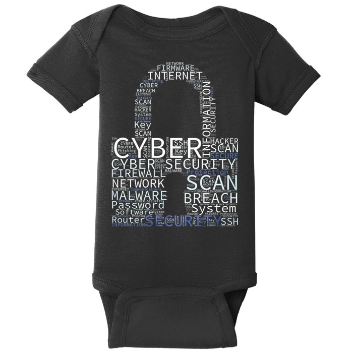 Cyber Security Wordcloud Padlock Baby Bodysuit