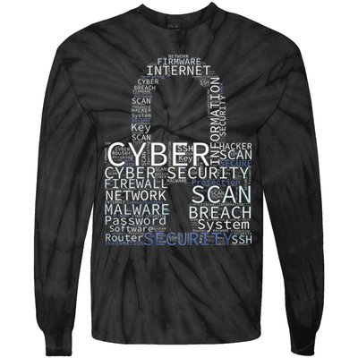 Cyber Security Wordcloud Padlock Tie-Dye Long Sleeve Shirt