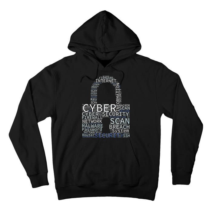 Cyber Security Wordcloud Padlock Tall Hoodie