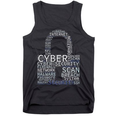 Cyber Security Wordcloud Padlock Tank Top