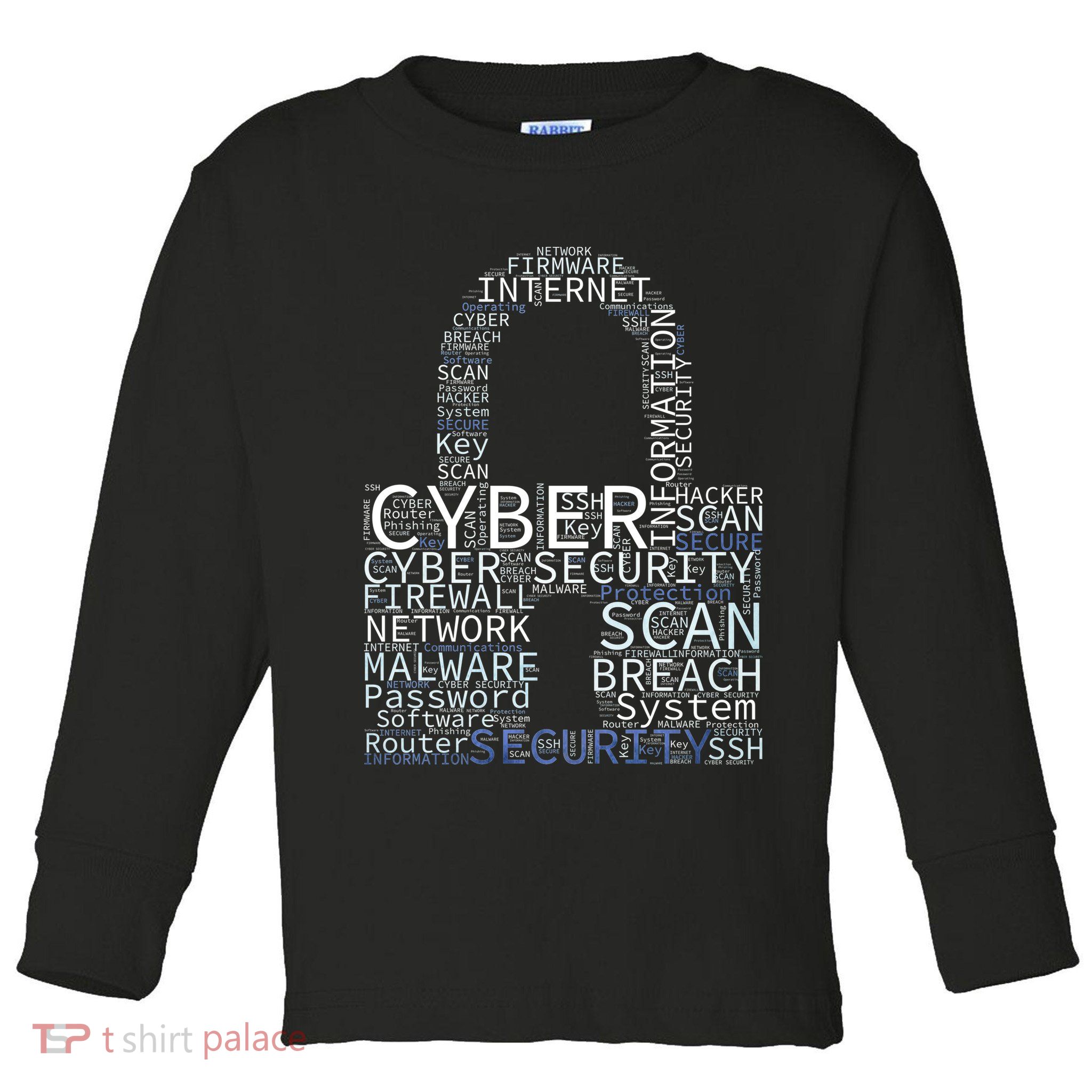 Cyber Security Wordcloud Padlock Toddler Long Sleeve Shirt