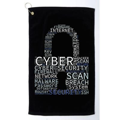 Cyber Security Wordcloud Padlock Golf Towel