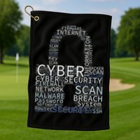 Cyber Security Wordcloud Padlock Golf Towel