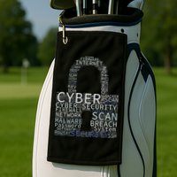 Cyber Security Wordcloud Padlock Golf Towel