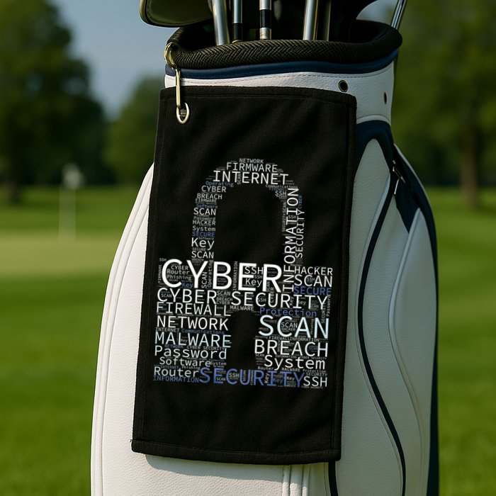Cyber Security Wordcloud Padlock Golf Towel