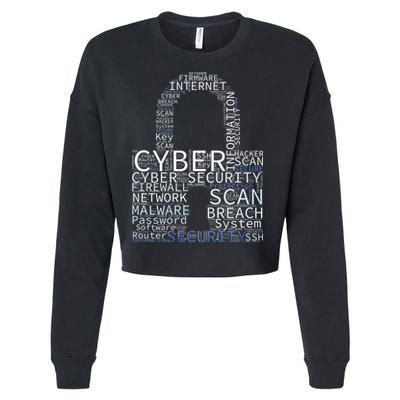 Cyber Security Wordcloud Padlock Cropped Pullover Crew