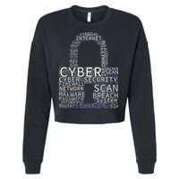 Cyber Security Wordcloud Padlock Cropped Pullover Crew