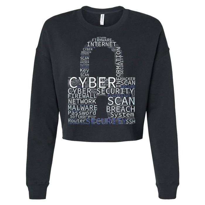 Cyber Security Wordcloud Padlock Cropped Pullover Crew