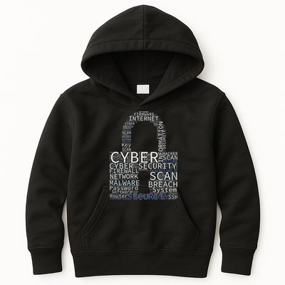 Cyber Security Wordcloud Padlock Kids Hoodie