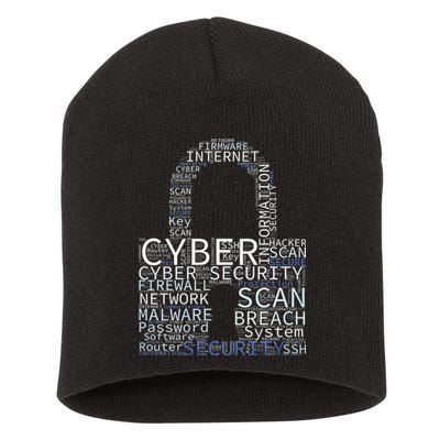 Cyber Security Wordcloud Padlock Short Acrylic Beanie