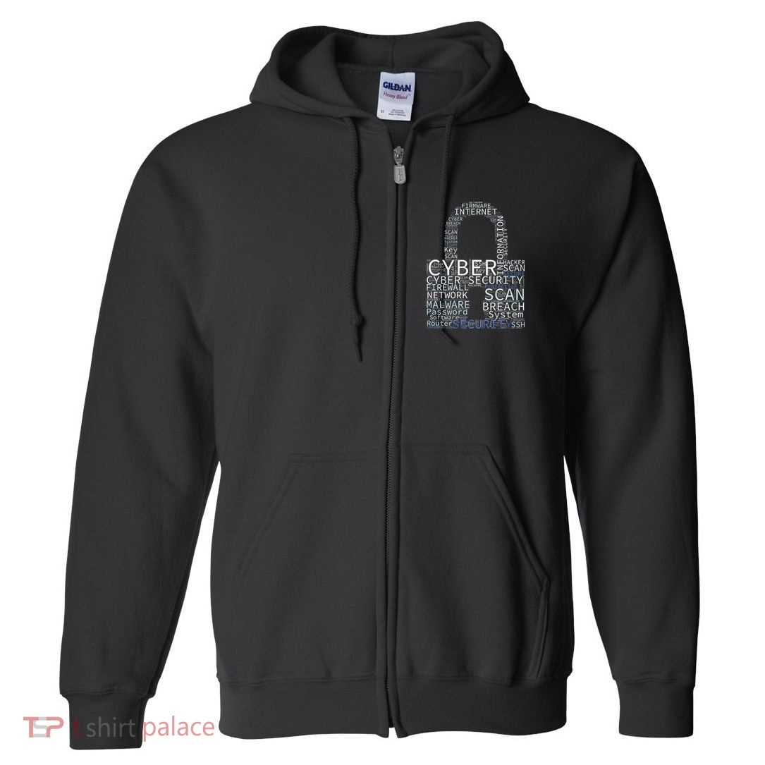 Cyber Security Wordcloud Padlock Full Zip Hoodie