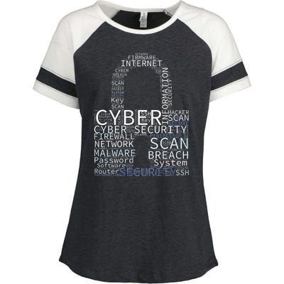 Cyber Security Wordcloud Padlock Enza Ladies Jersey Colorblock Tee