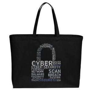 Cyber Security Wordcloud Padlock Cotton Canvas Jumbo Tote