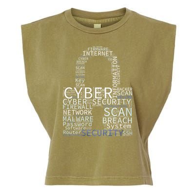 Cyber Security Wordcloud Padlock Garment-Dyed Women's Muscle Tee