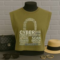 Cyber Security Wordcloud Padlock Garment-Dyed Women's Muscle Tee