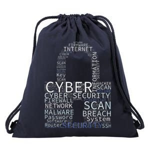 Cyber Security Wordcloud Padlock Drawstring Bag