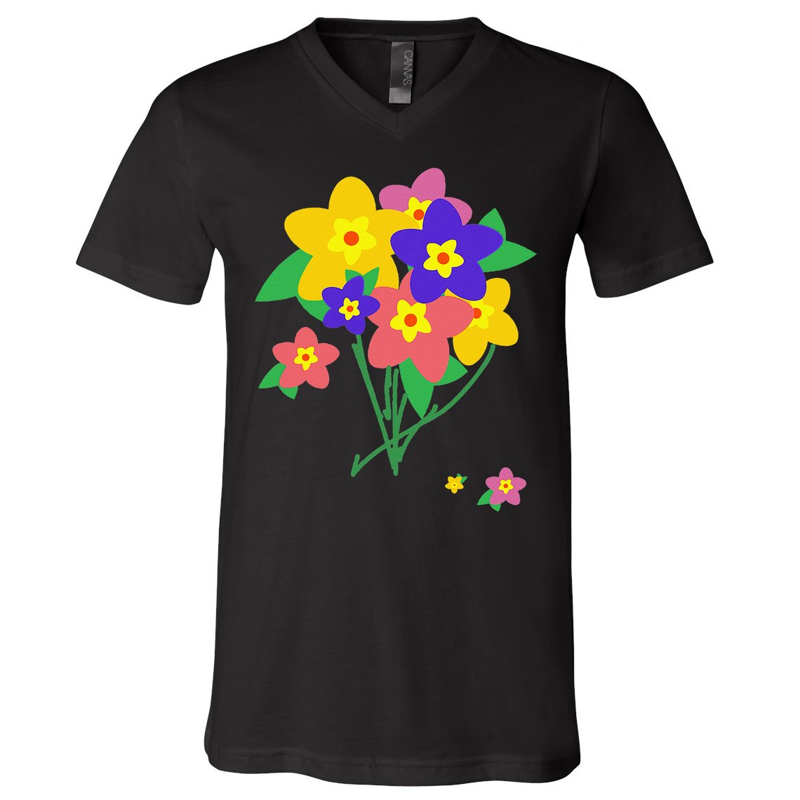 Colorful Spring Wildflowers Bouquet Love Flower Graphic Art V-Neck T-Shirt