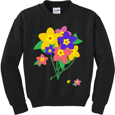 Colorful Spring Wildflowers Bouquet Love Flower Graphic Art Kids Sweatshirt