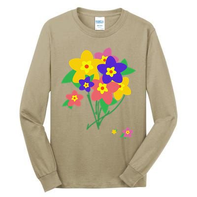 Colorful Spring Wildflowers Bouquet Love Flower Graphic Art Tall Long Sleeve T-Shirt