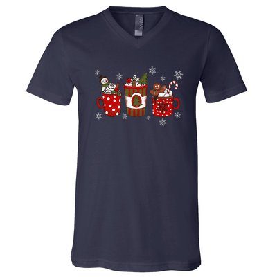 Cozy Snowy Winter Coffee Christmas Gifts For Coffee Lovers V-Neck T-Shirt