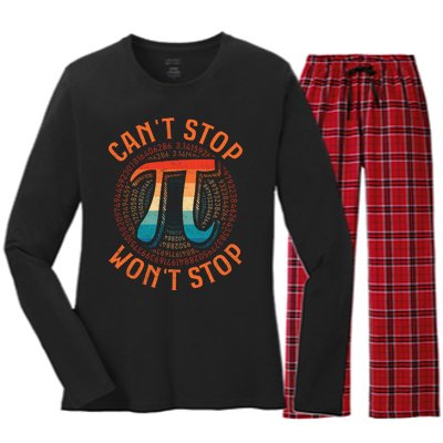 CAN'T STOP WON'T STOP PI DAY 3 Women's Long Sleeve Flannel Pajama Set 