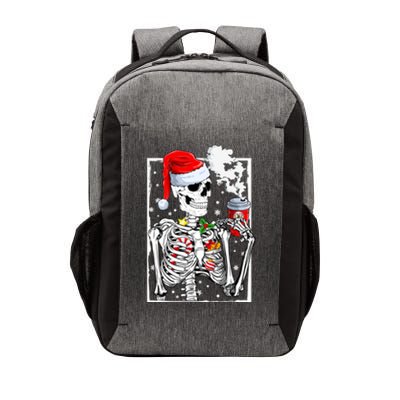 Christmas Skeleton With Smiling Skull Drinking Coffee Latte Vector Backpack