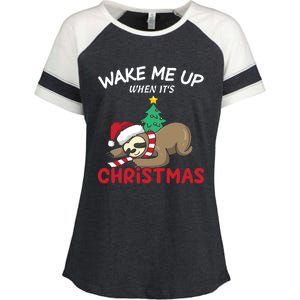 Christmas Sloth Wake Me Up When ItS Christmas Gift Enza Ladies Jersey Colorblock Tee