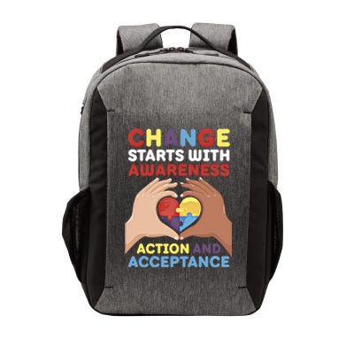 Change Starts With Awareness Action And Acceptance Autism Cute Gift Vector Backpack